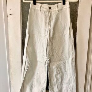 White super high rise wide legged pants
